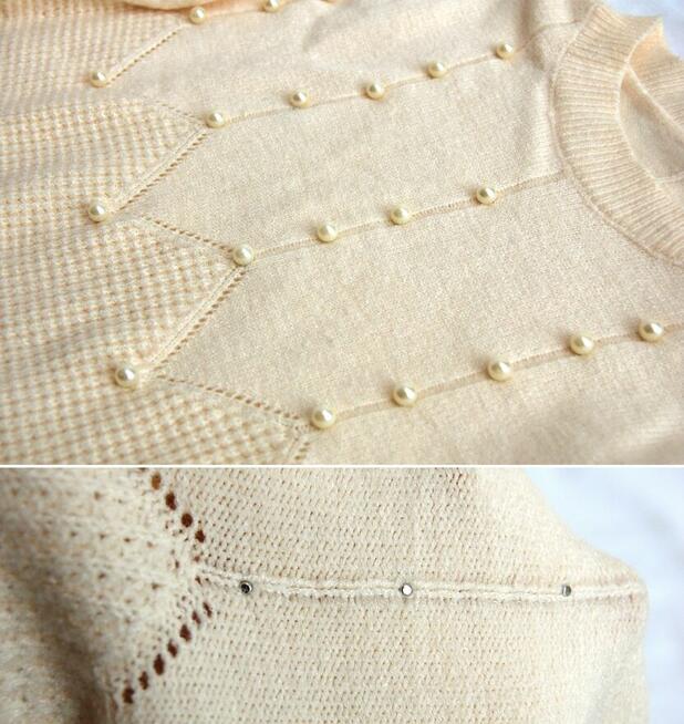 Sweter damski z wełną 34 XS ecru kremowobiały, perły