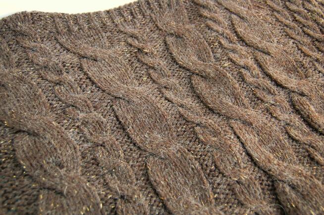 Sweter damski narzutka wełna moher akryl brąz