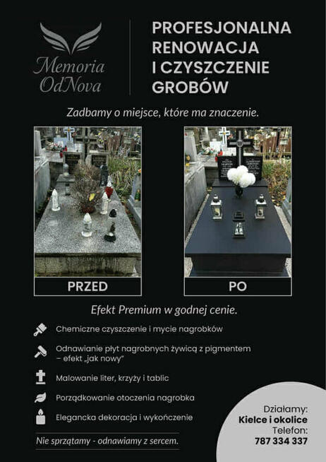 Renowacja grobów z efektem premium za ułamek ceny.