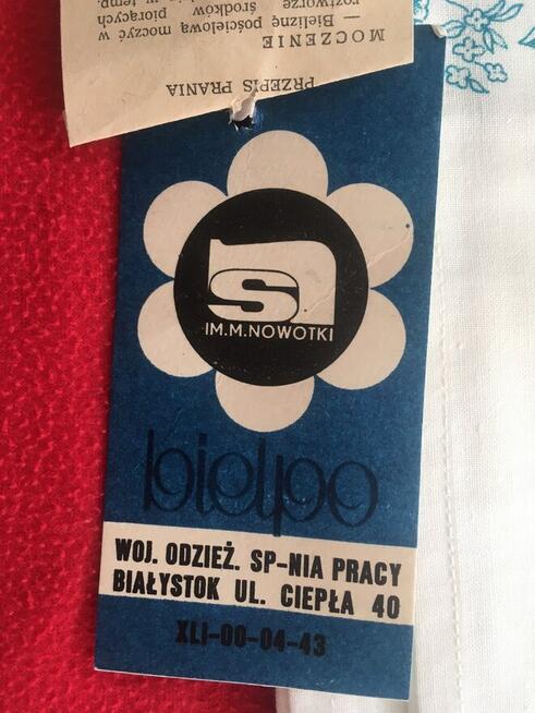 PRL PRZEŚCIERADŁO Nowe metka BIELPO Białystok Marceli Nowotk