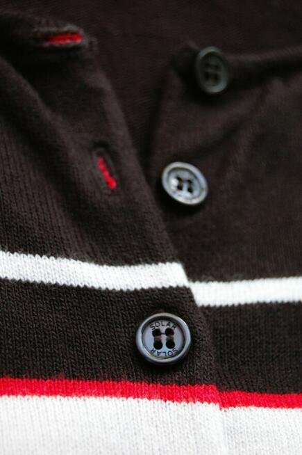 Kardigan Solar 36 S wiskoza paski czarny biały czerwony