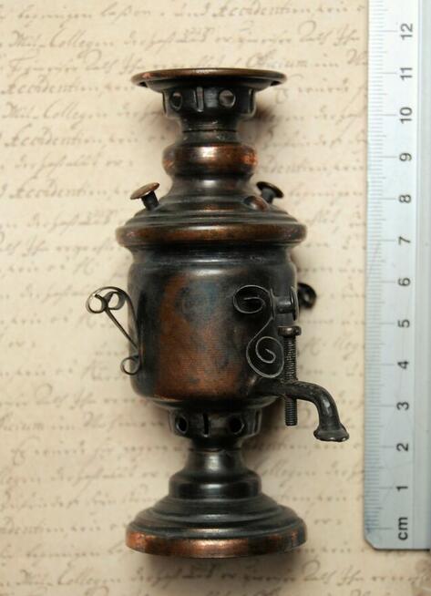 Samowar miniatura figurka metaloplastyka miedź Rosja ZSRR