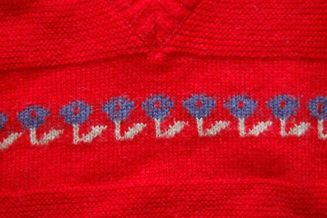 Pulower skandynawski vintage czerwony bezrękawnik S/M moher