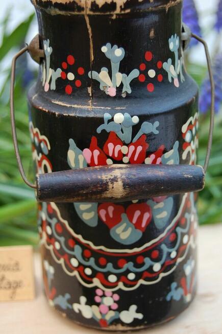 Stara ludowa bańka rosyjska kanka drewniana ręcznie malowana