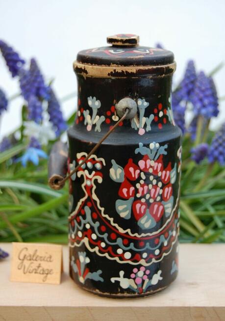 Stara ludowa bańka rosyjska kanka drewniana ręcznie malowana