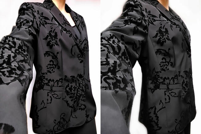 Gerry Weber czarna marynarka/żakiet damski 42XL kwiaty welur