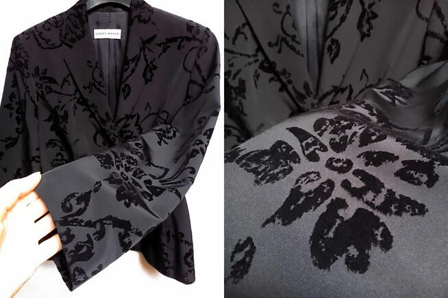 Gerry Weber czarna marynarka/żakiet damski 42XL kwiaty welur
