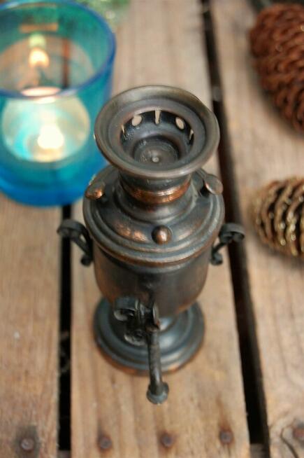 Samowar miniatura figurka metaloplastyka miedź Rosja ZSRR