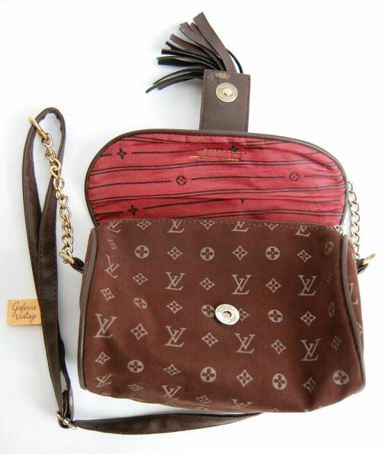Zamszowa, brązowa torebka na ramię Louis Vuitton, replika