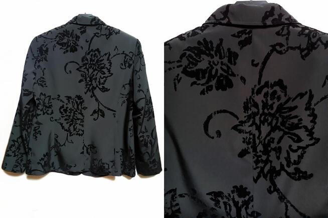 Gerry Weber czarna marynarka/żakiet damski 42XL kwiaty welur