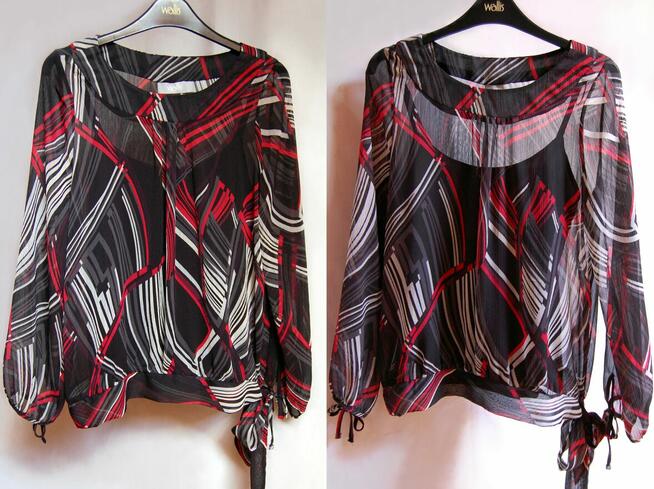 Wallis 36 S elegancka bluzka mgiełka, długi rękaw