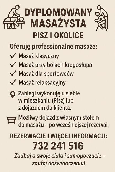 Masaż klasyczny, relaksacyjny . Masaż w gabinecie lub dojazd
