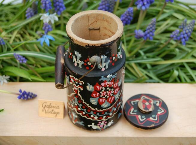 Stara ludowa bańka rosyjska kanka drewniana ręcznie malowana