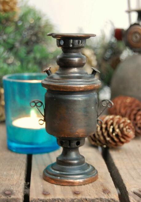 Samowar miniatura figurka metaloplastyka miedź Rosja ZSRR