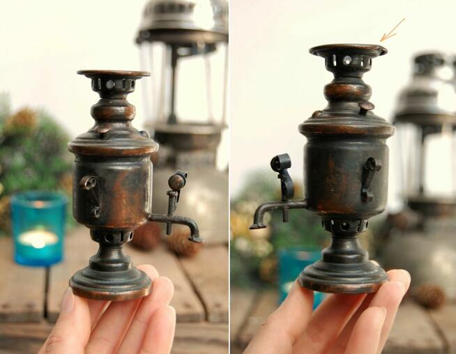 Samowar miniatura figurka metaloplastyka miedź Rosja ZSRR