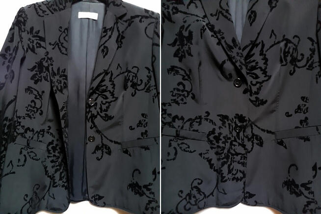 Gerry Weber czarna marynarka/żakiet damski 42XL kwiaty welur