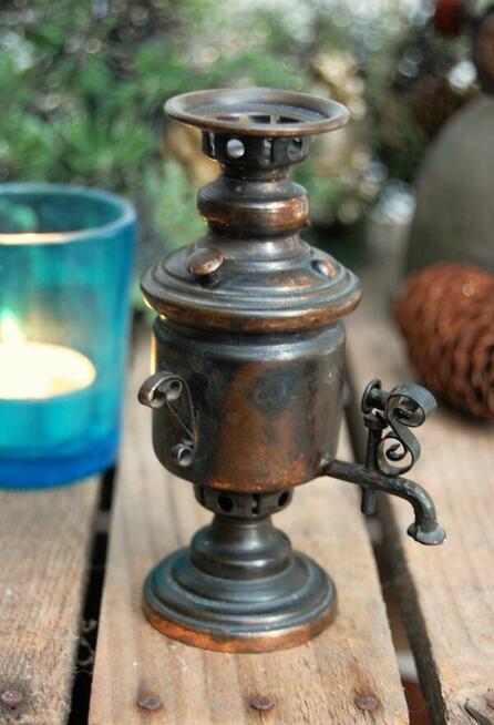 Samowar miniatura figurka metaloplastyka miedź Rosja ZSRR