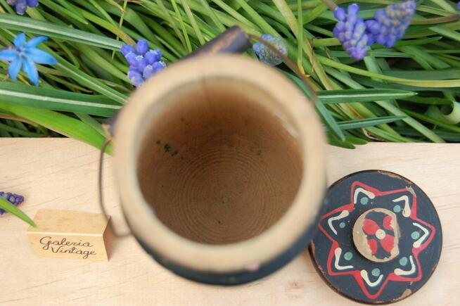 Stara ludowa bańka rosyjska kanka drewniana ręcznie malowana