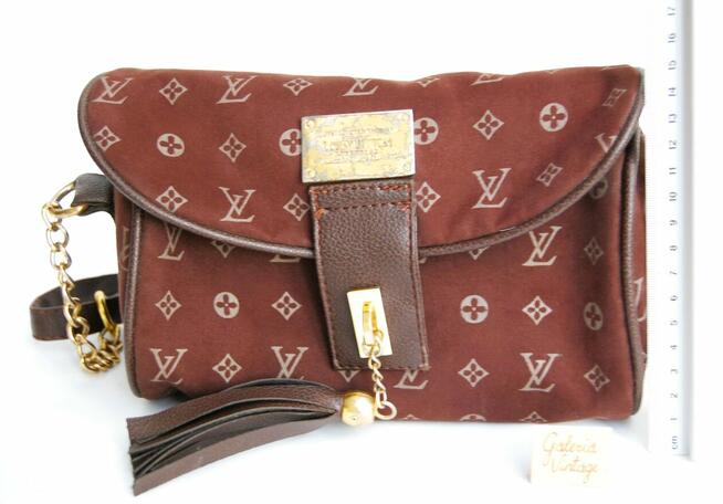 Zamszowa, brązowa torebka na ramię Louis Vuitton, replika