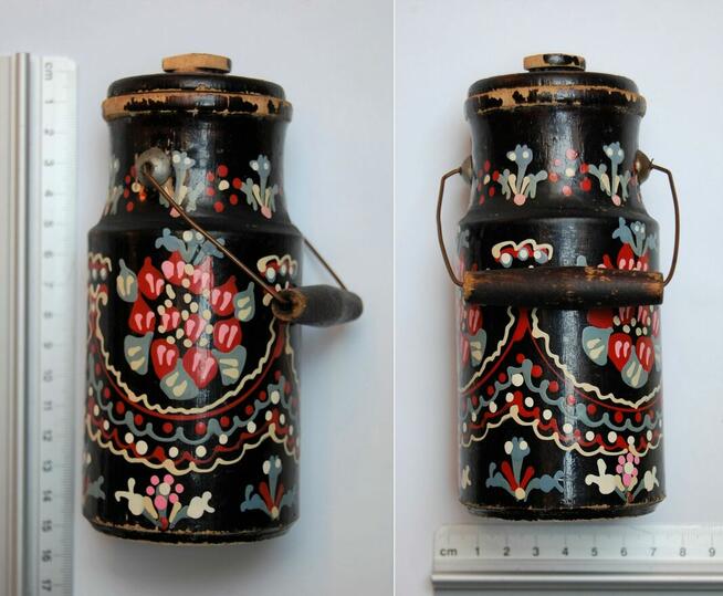 Stara ludowa bańka rosyjska kanka drewniana ręcznie malowana