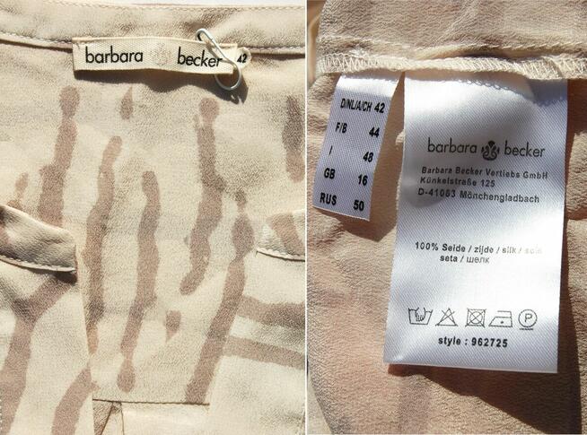Barbara Becker jedwabna bluzka r. 42 XL, zebra, rękawy 3/4