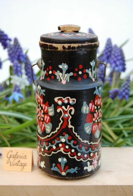 Stara ludowa bańka rosyjska kanka drewniana ręcznie malowana