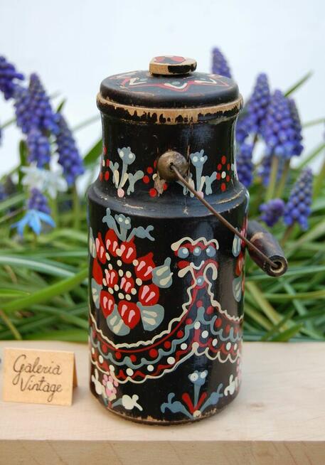 Stara ludowa bańka rosyjska kanka drewniana ręcznie malowana