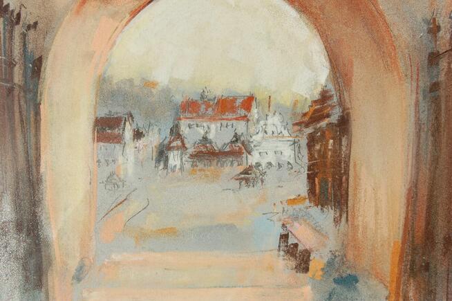 Kazimierz Dolny, pejzaż, pastele, Beata Matusiak, tryptyk