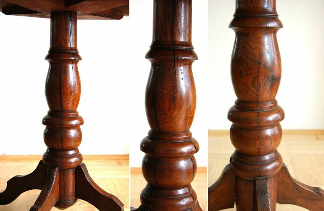 Przedwojenny stolik drewniany, kawowy, na jednej nodze