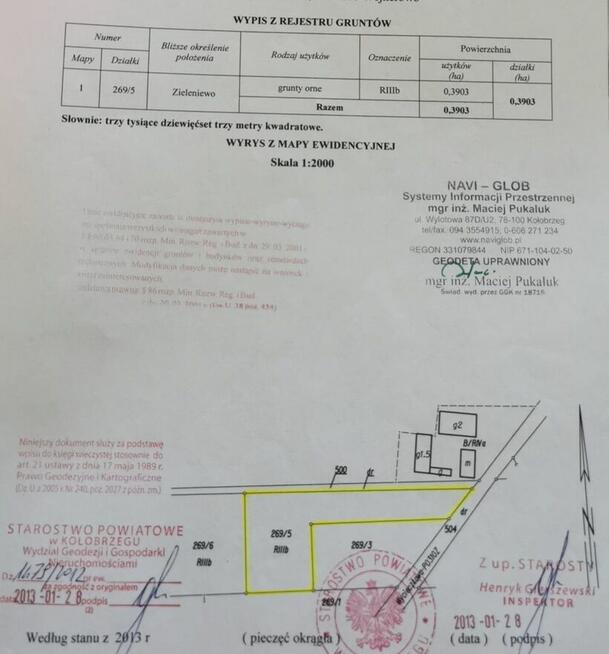 Działka pod zabudowę 3903m2 Kołobrzeg Zieleniewo