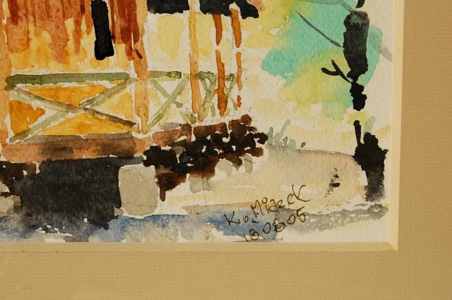 Krzysztof Miazek, architektura drewniana, cerkiew, akwarela