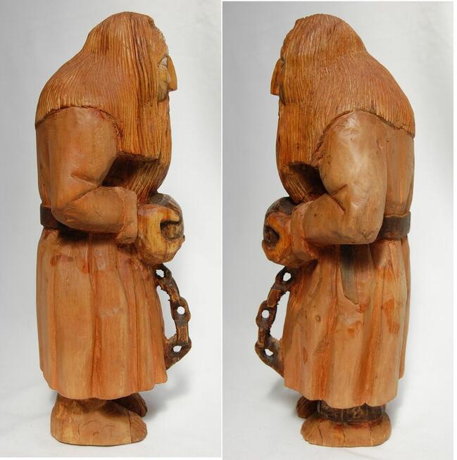 Dziad z kulą u nogi, rzeźba ludowa, drewniana, rękodzieło