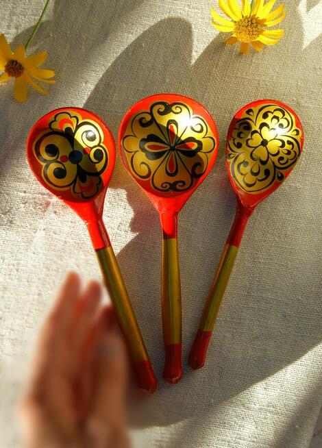 Chochłoma ręcznie malowana drewniana łyżka rosyjska łyżki