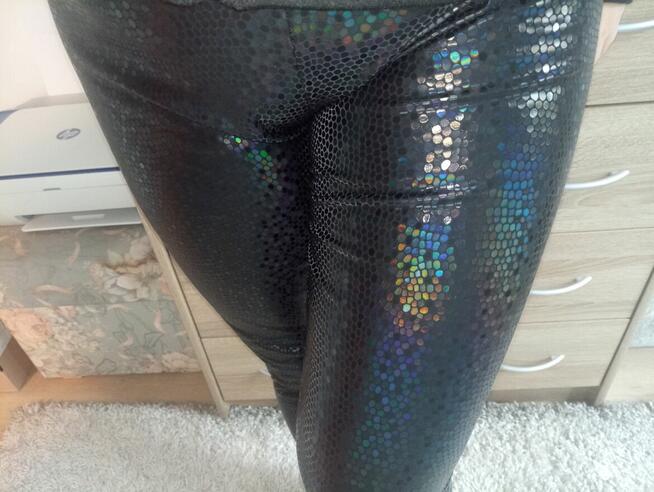 Legginsy holograficzne wąż, XL
