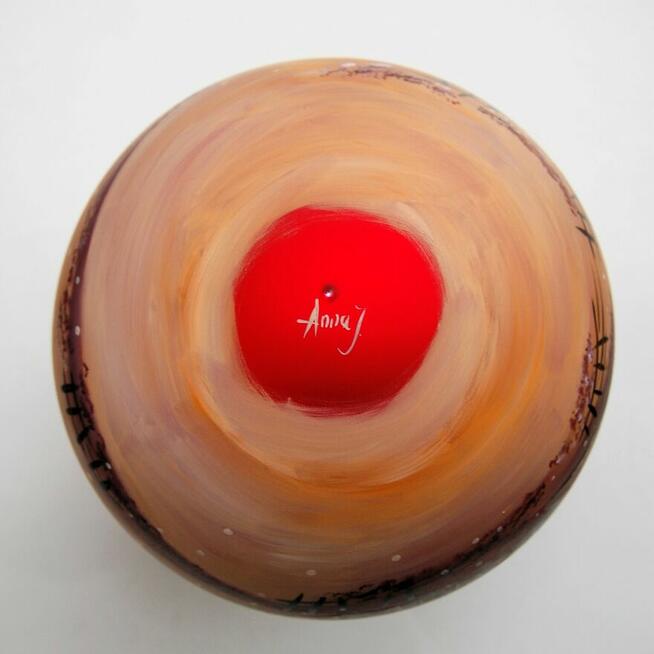 Bombka szklana ręcznie malowana 15 cm, pejzaż, rękodzieło