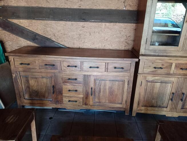 Zestaw mebli kolonialnych- kredens/ komoda/ stół i 6 krzeseł