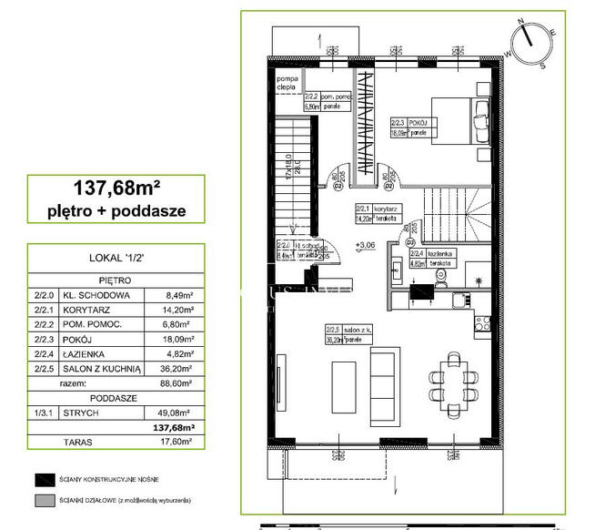 Duże mieszkanie z poddaszem