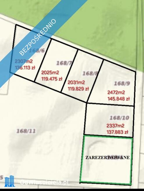 Sprzedam 5 działek z Warunkami Zabudowy 15 km od Olsztyna