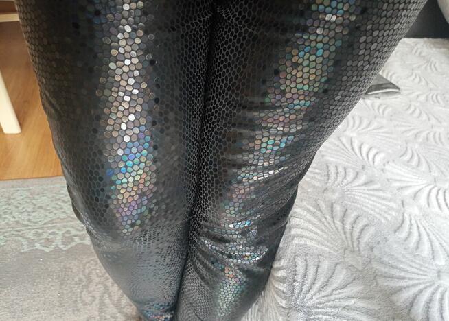 Legginsy holograficzne wąż, XL