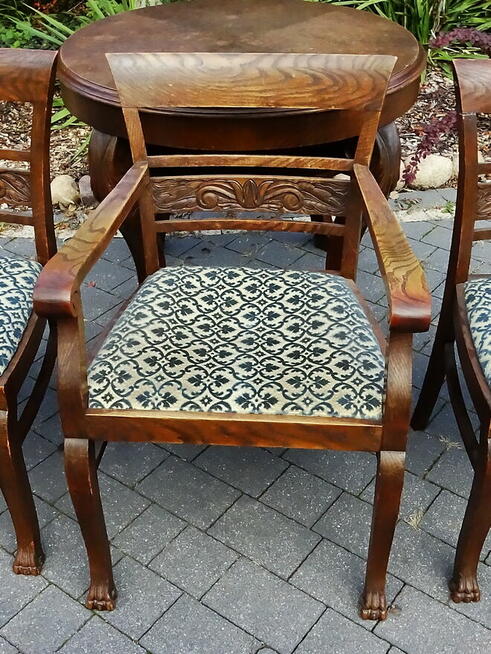 Stylowy zestaw mebli - stolik kawowy + 3 krzesła tapicerowan