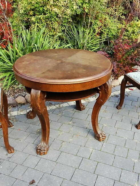 Stylowy zestaw mebli - stolik kawowy + 3 krzesła tapicerowan