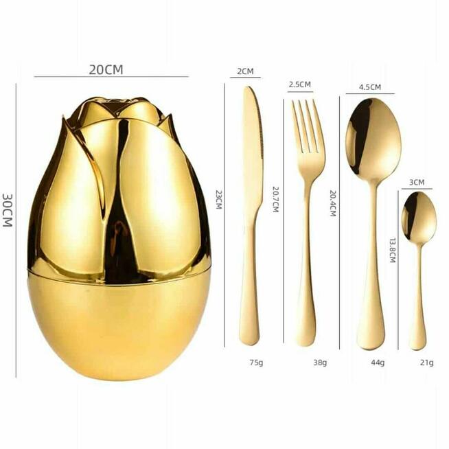 Sztućce 24el marmur, złote , srebrne 129zl