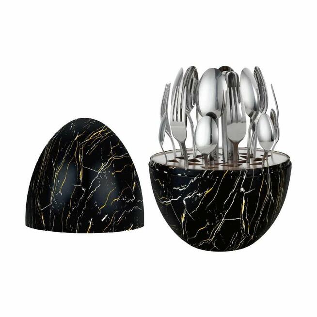 Sztućce 24el marmur, złote , srebrne 129zl