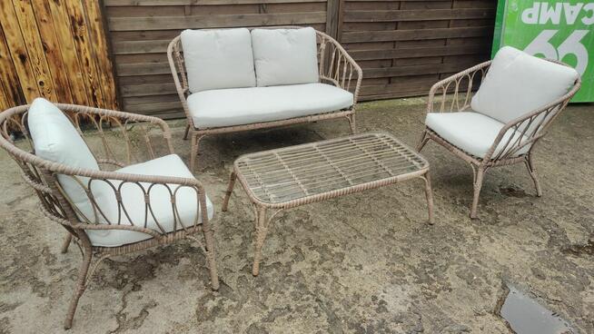 Kanapa + 2 fotele + stolik komplet do ogrodu ogrodowe