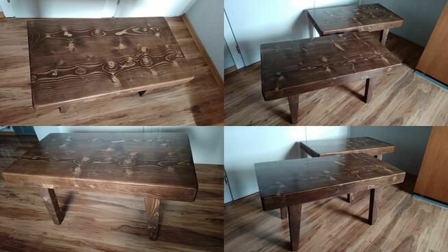 STOLIK KAWOWY drewniany z litego drewna ława stół rustyk loft