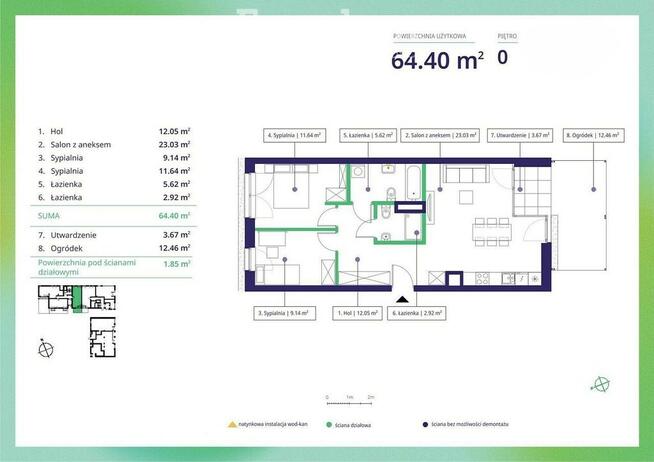 Dwustronne M3 z ogródkiem w sercu Mokotowa