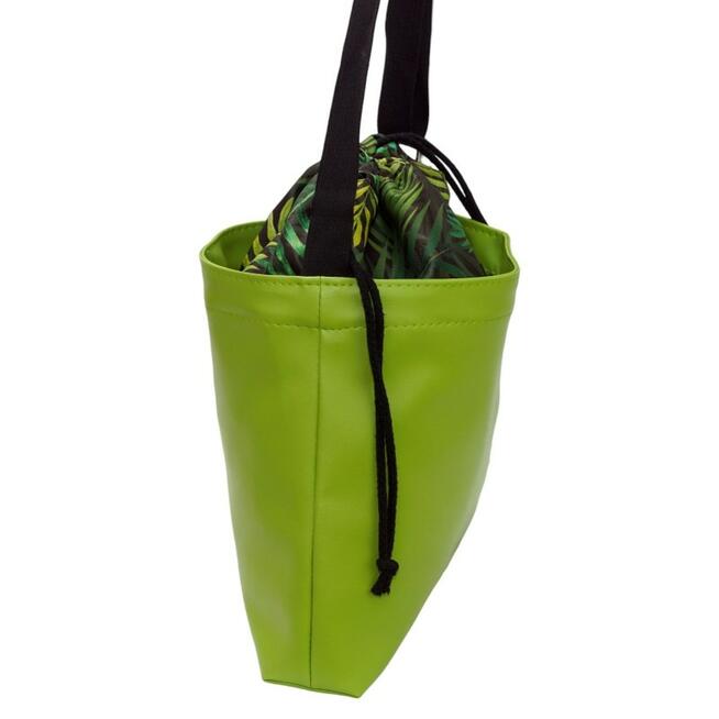 Torebka zielona z motywem dżungli – torba damska z kominem handmade