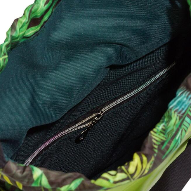 Torebka zielona z motywem dżungli – torba damska z kominem handmade