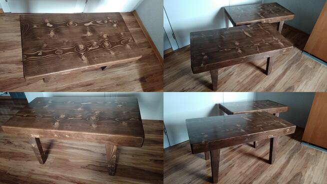 STOLIK Z LITEGO DREWNA rustykalny loft ława drewniana stół