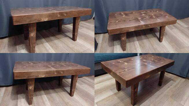 STOLIK KAWOWY drewniany z litego drewna ława stół rustyk loft